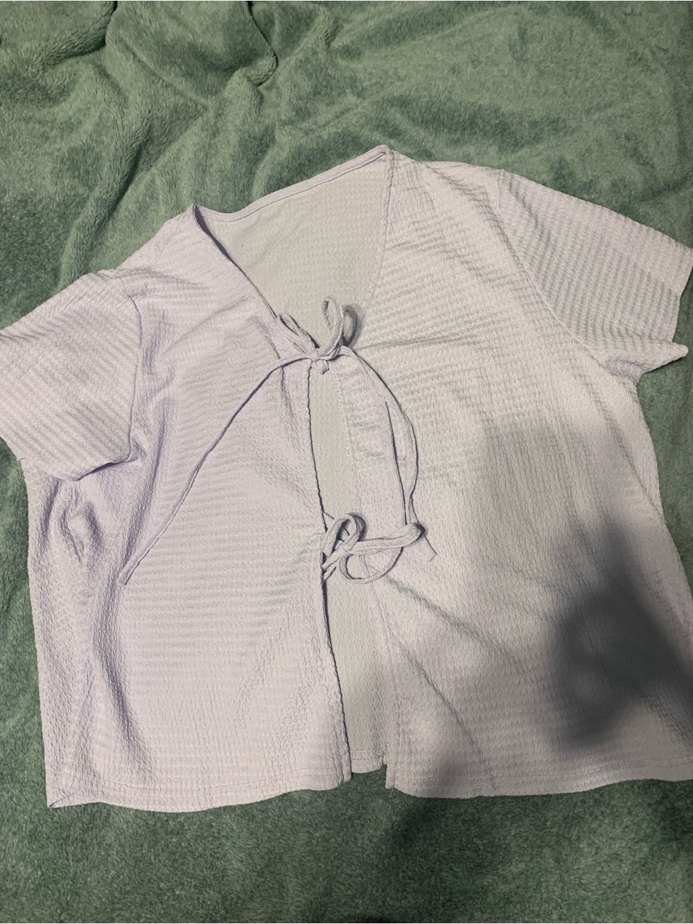 SHEIN Light Lavender Tie-Front Short Sleeve Blouse